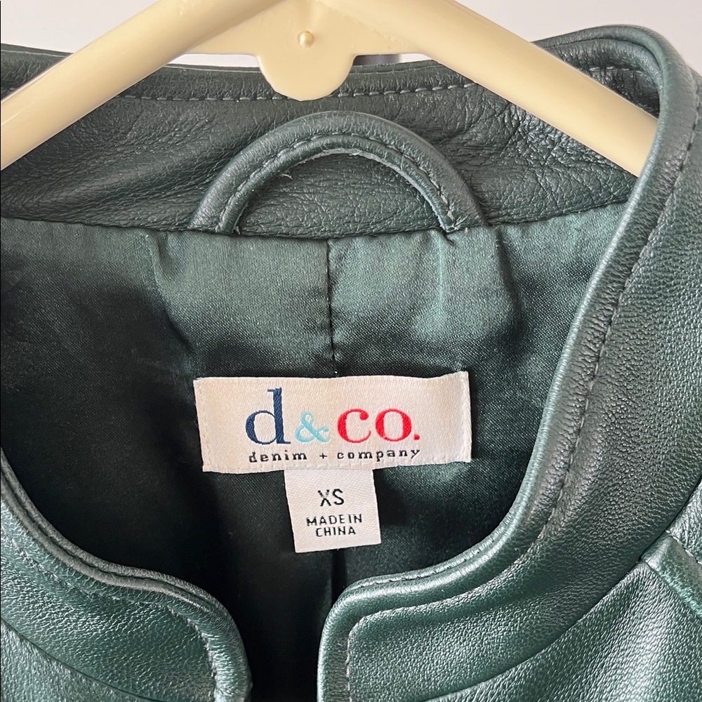 D&Co Dark Green Leather Jacket - Picture 2 of 7